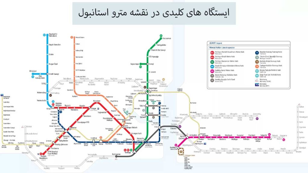 ایستگاه های کلیدی در نقشه مترو استانبول